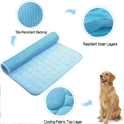 2026 New Cooling Dog Pad, Ice Silk Cooling Mat for Dogs, Non-Slip & Machine Washable Design, Summer Comfort Mat for Small to Large Pets, Universal Fit, Recycle