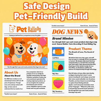Durable Newspaper Pet Balloon Dog Toy - Crinkle Chew for Boredom Relief, Teeth Cleaning, Interactive Play - Safe, Non-Toxic, Washable, Quick-Dry